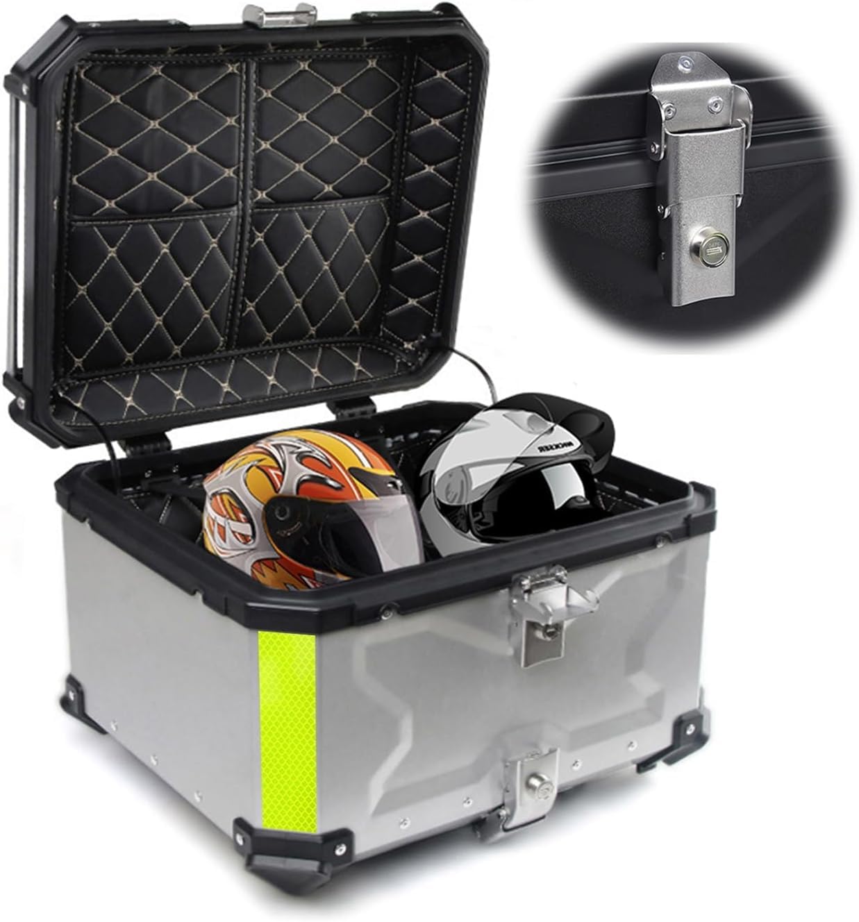 Scatola per moto in alluminio, resistente, per scooter con caschi, ideale per moto, dimensioni: 55 l, 65 l
