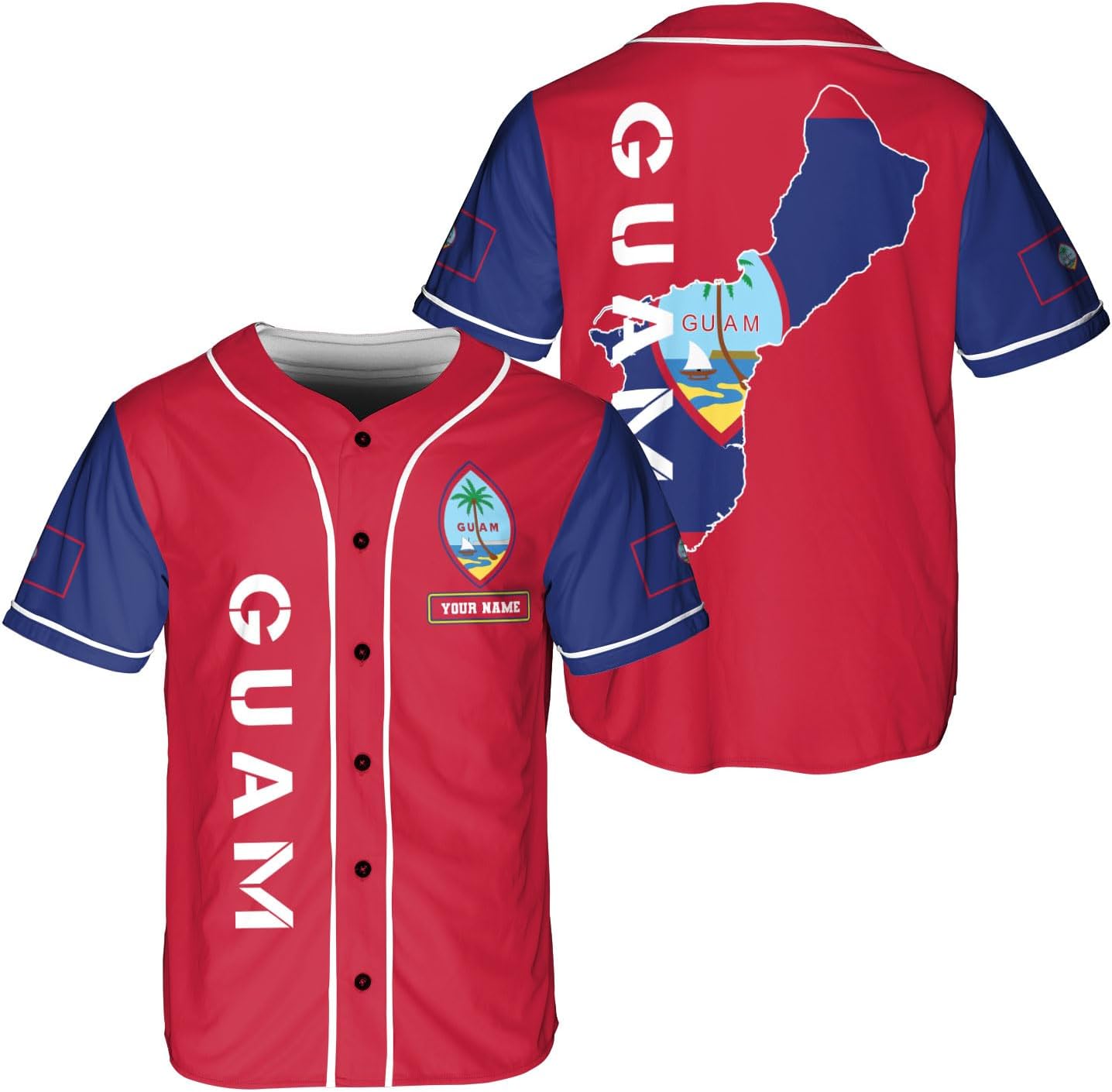 Leprints Personalized Guam Baseball Jersey Shirt, Guahan Flag Jersey, Guam Islander Pride Jersey for Men and Women