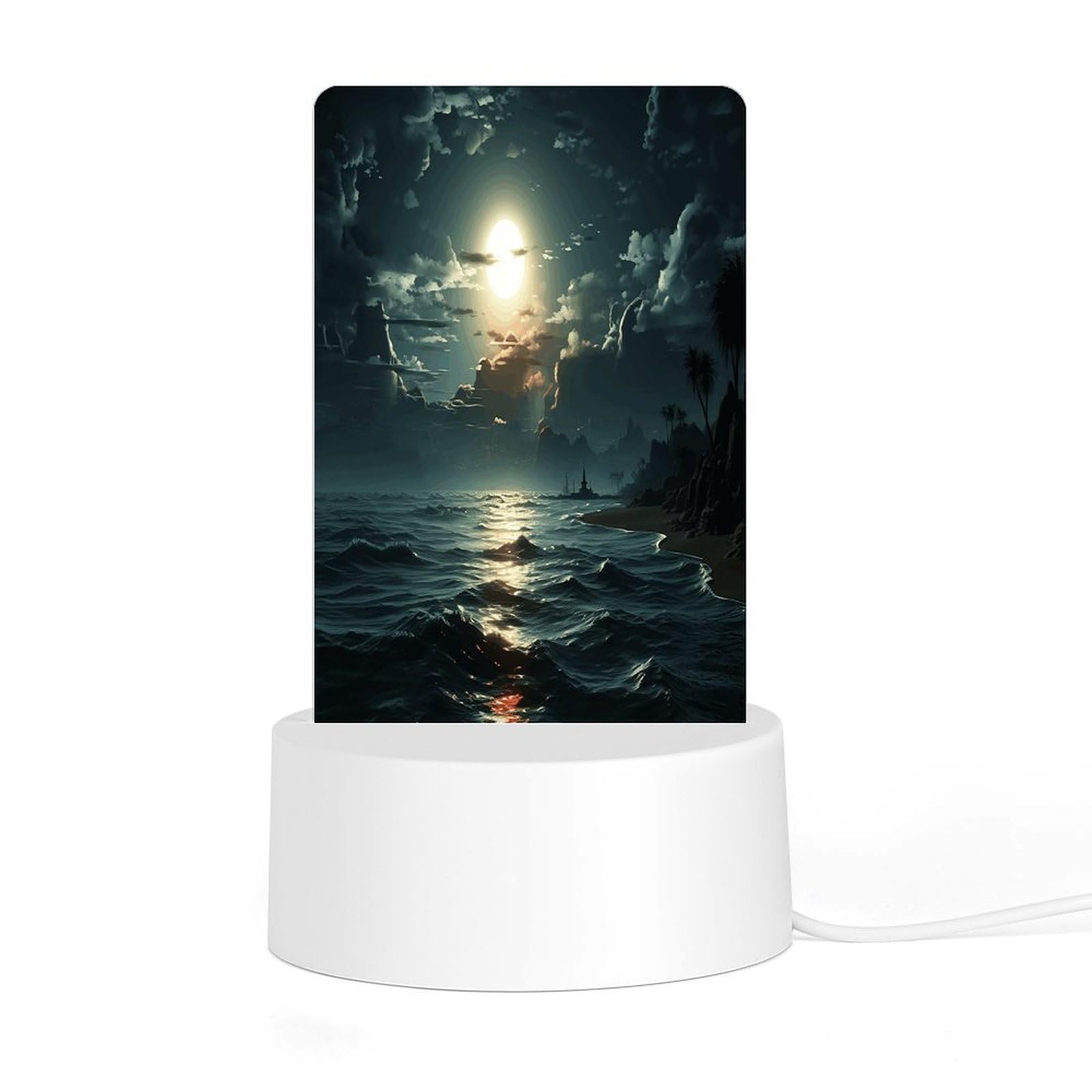 Adfgyerh Style Sea Moon Night Light Acrylic Material Easy Installation, Home Decor Usb Interface Power Supply, Lamp For Restaurant Bar Cafe Room Decor