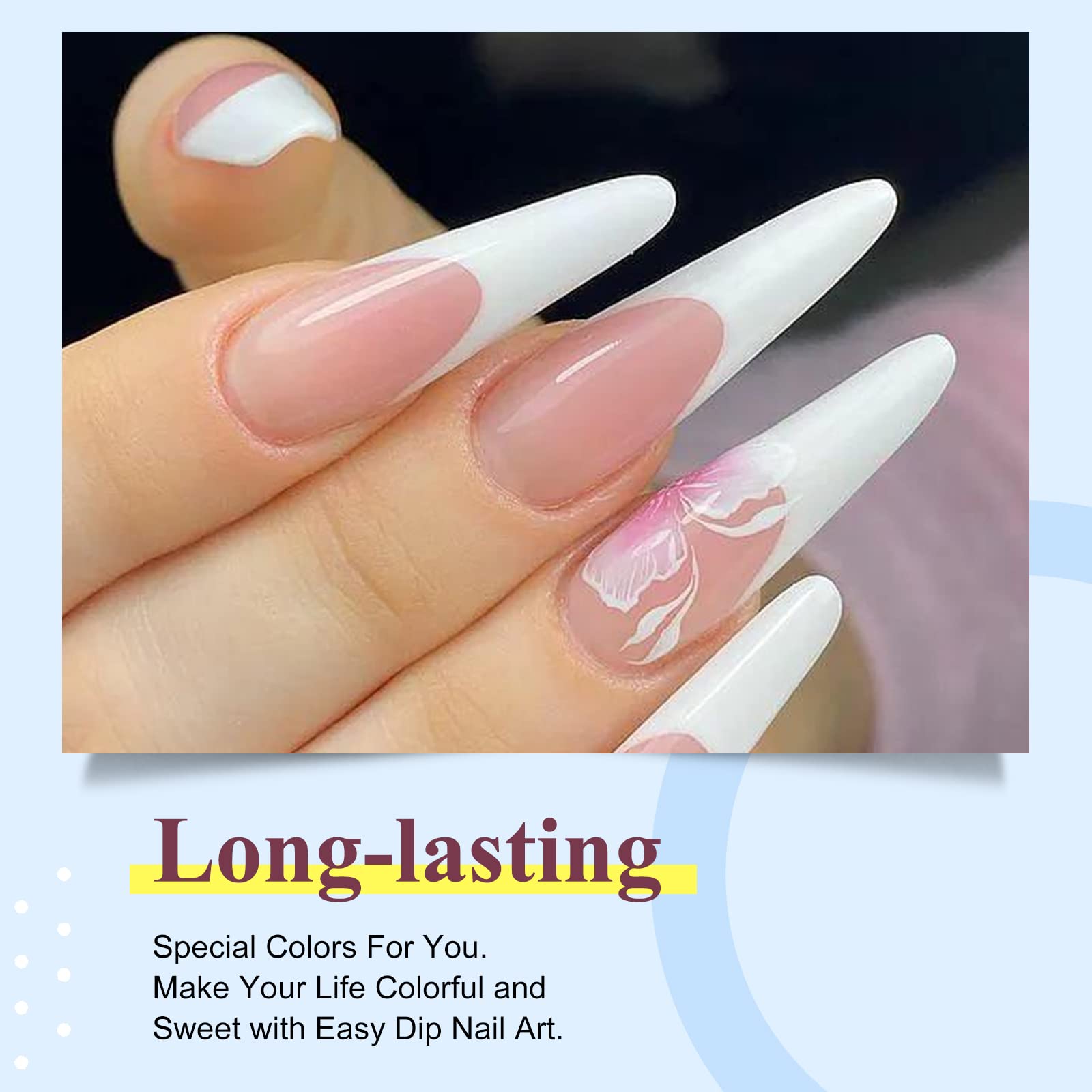 Amazon.com: 28g/Box Fine Dipping Powder French Manicure Clear Foundation, Pink, White Dip Powder Nails Starter Kit,French White : Everything Else