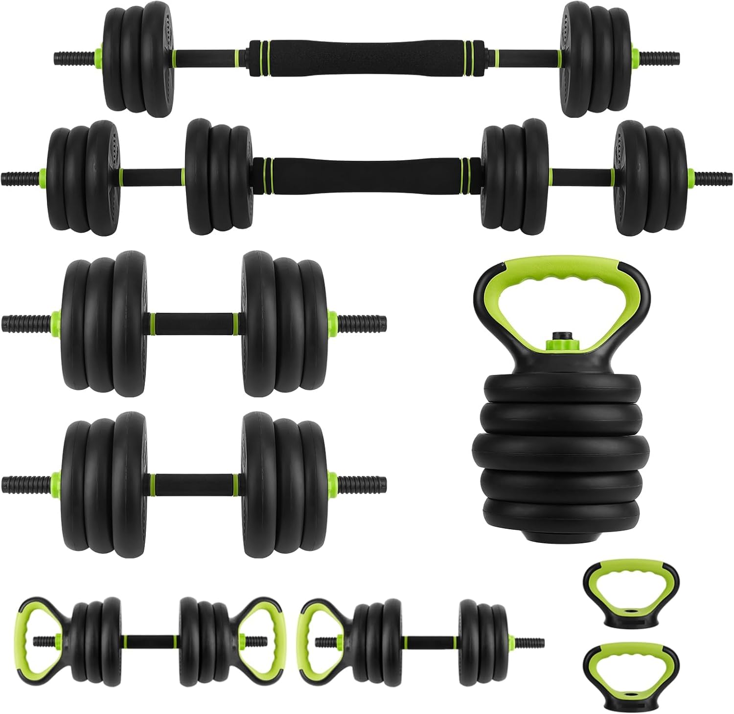 4-In-1 Adjustable Dumbbell Weights, Adjustable Dumbbell Set Used As Dumbbells, Barbells, Kettlebells and Push-Up for Home Gym, Round Head