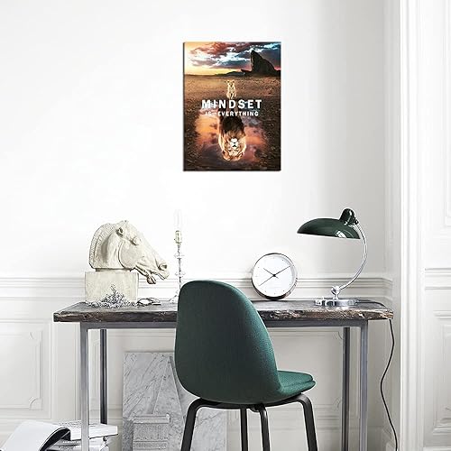 Miniatura 5 de Lienzo inspirador impreso para pared, diseño de rey león, mentalidad es todo, motivación empresarial, motivación, póster impreso para dormitorio,