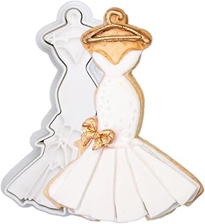 Flycalf Dress Cookie Cutter Baking Gifts with Plunger Stamps Holiday Tube PLA Accessories Cutter Molds Decorative Party 3....