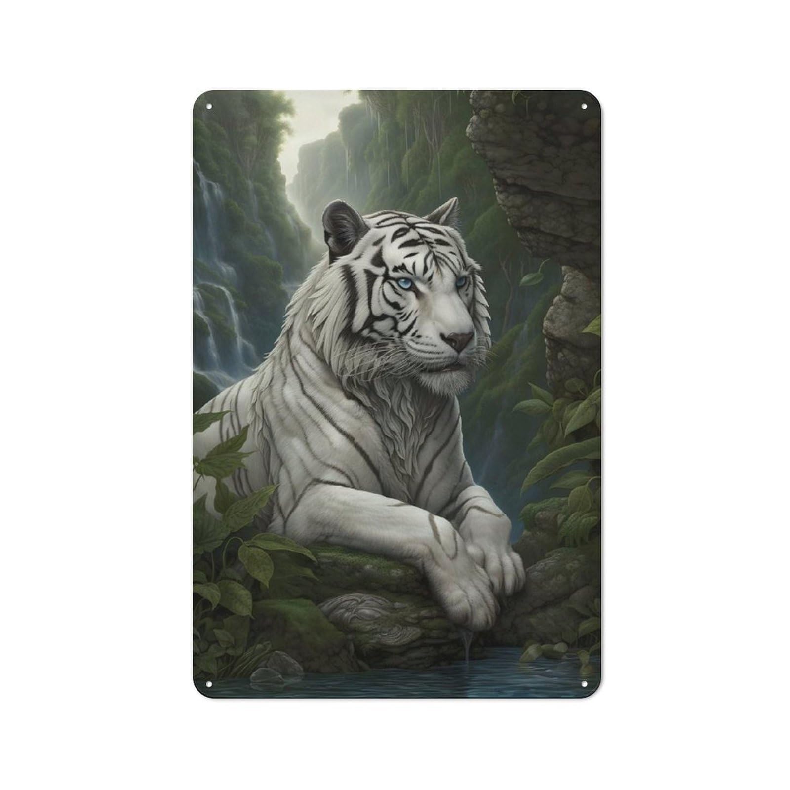 Majestic White Tiger Kitchen Metal Sign 30x20cm, Country Style Kitchen Wall Decor for Restaurant, Kitchen, Counter Or Breakfast Nook