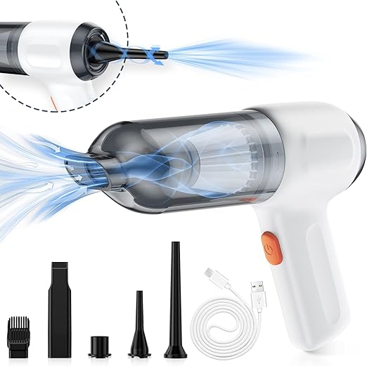 Fanisic Mini Vacuum, Cordless Handheld Car Vacuum Cleaner Rechargeable, 8000PA Strong Suction, 3 in1 Dust Buster & Air Blower & Hand Pump, Dry Use for Car, Keyboard, Inflate/Deflate Swim Ring