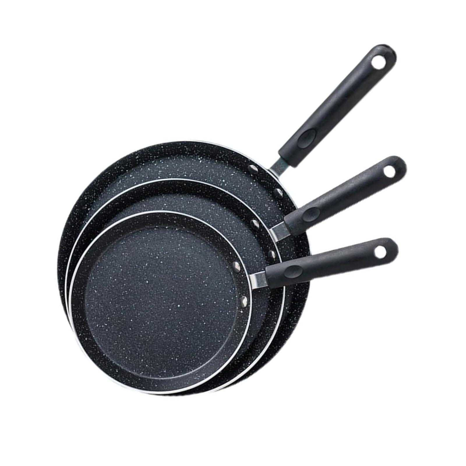 Juego de 3 sartenes antiadherentes con asa para panqueques, crepes y desayuno, sartén de aluminio, utensilios de cocina, hornear, sartén de desayuno