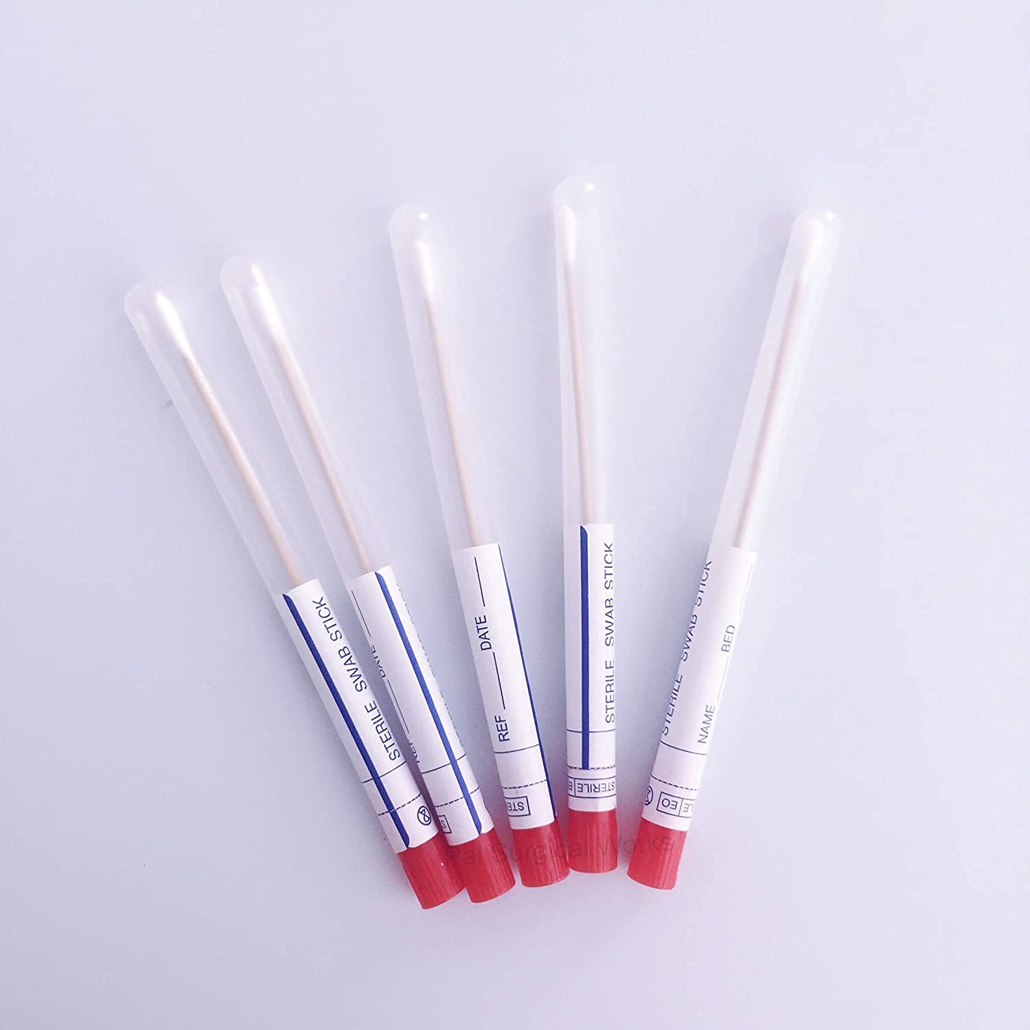 PSM® Cotton Swab Sterile 6 Inch Wooden Applicator Sticks in Plastic Tubes (Pack of 100 Nos.)