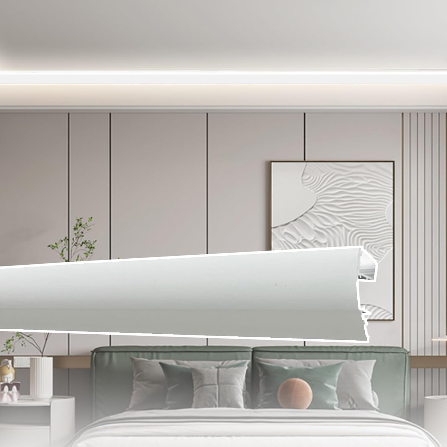 LED Aluminum Channel Holder for Indirect Lighting, 3.5m/11.4ft Skirting & Crown Moulding Trim with PC Cover, Ideal for Hotel, Bar & Theater Decor (White)