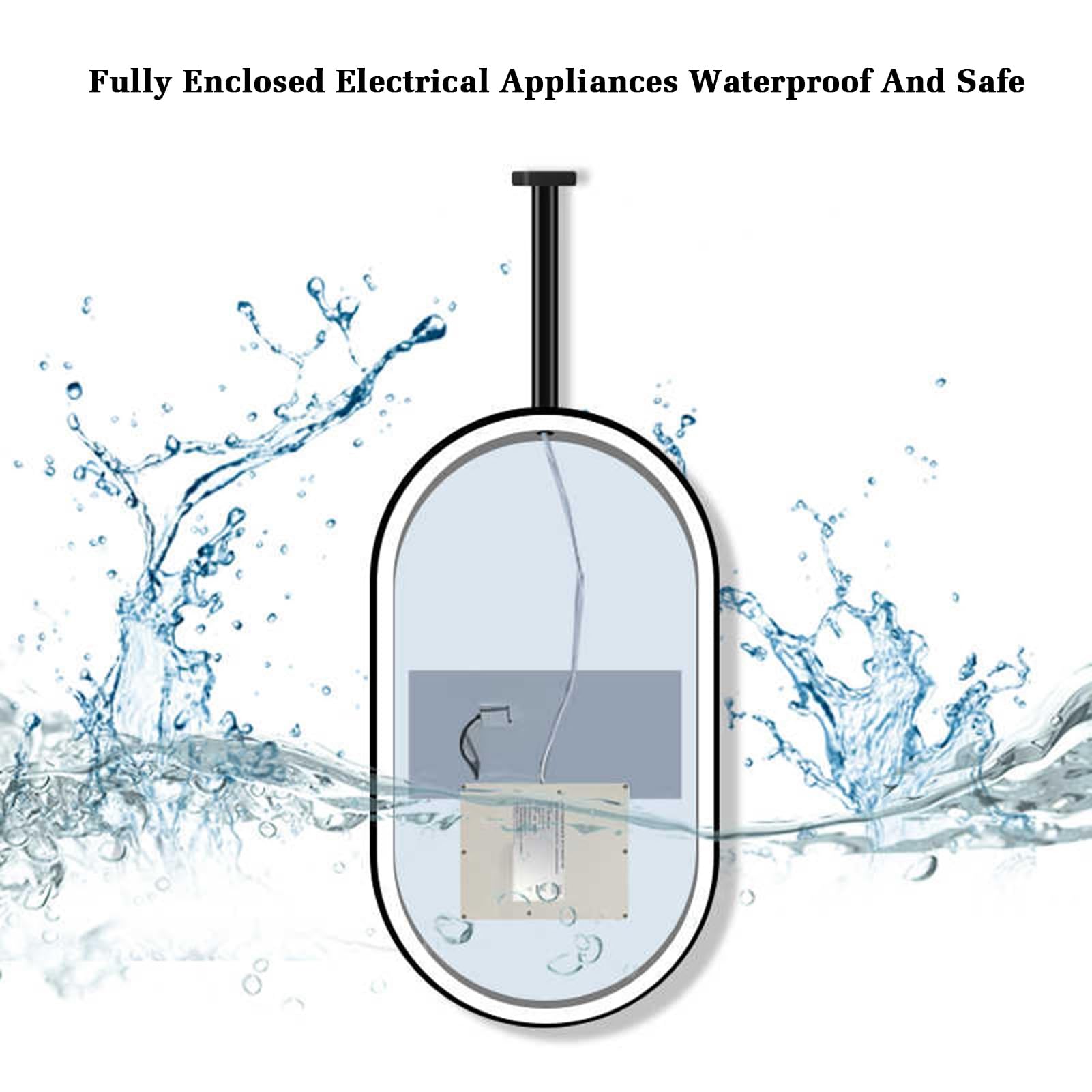 d Specchio da bagno ovale a LED, girevole 40 x 80 cm, da appendere, con luce, per arredamento moderno della casa, furgoni e trucco, decorazione da parete slish e funzionale