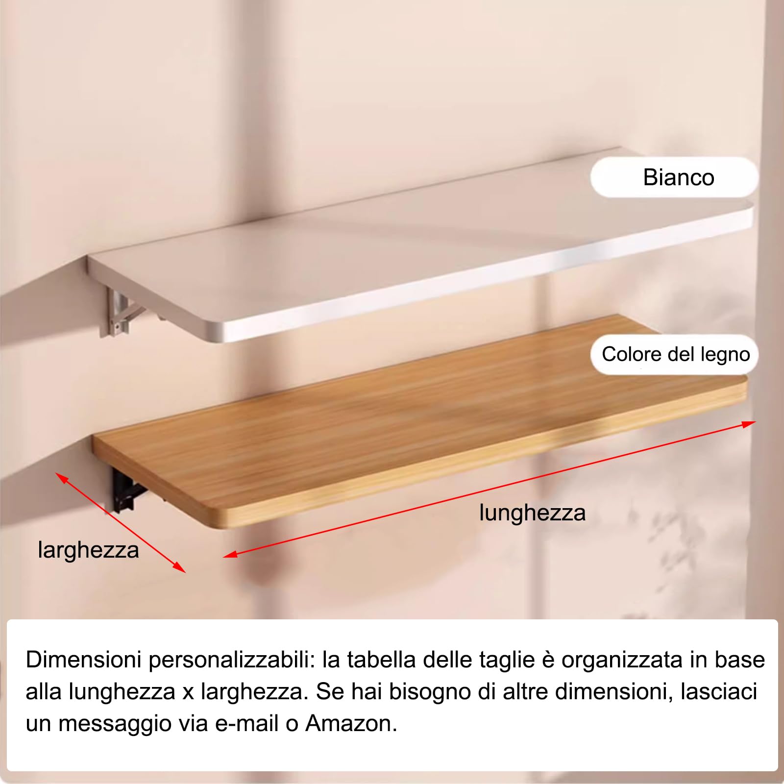 Tavolo Pieghevole a Parete,Tavolo Galleggiante,Scrivania per Computer Pieghevole in Legno,Tavolino a Muro Salvaspazio per Cucina Salotto Ufficio o Balcone,con Viti (Bianco,50cm x 40cm)