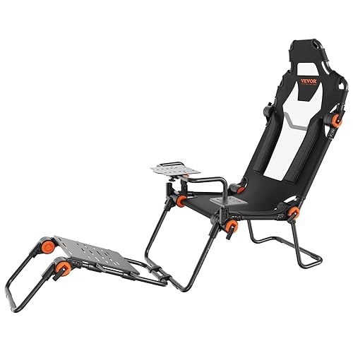 Miniatura 10 de VEVOR Soporte plegable para volante de carreras Logitech, Thrustmaster, Fanatec, Hori, Mad Catz, simulador de conducción de acero al carbono, pedal