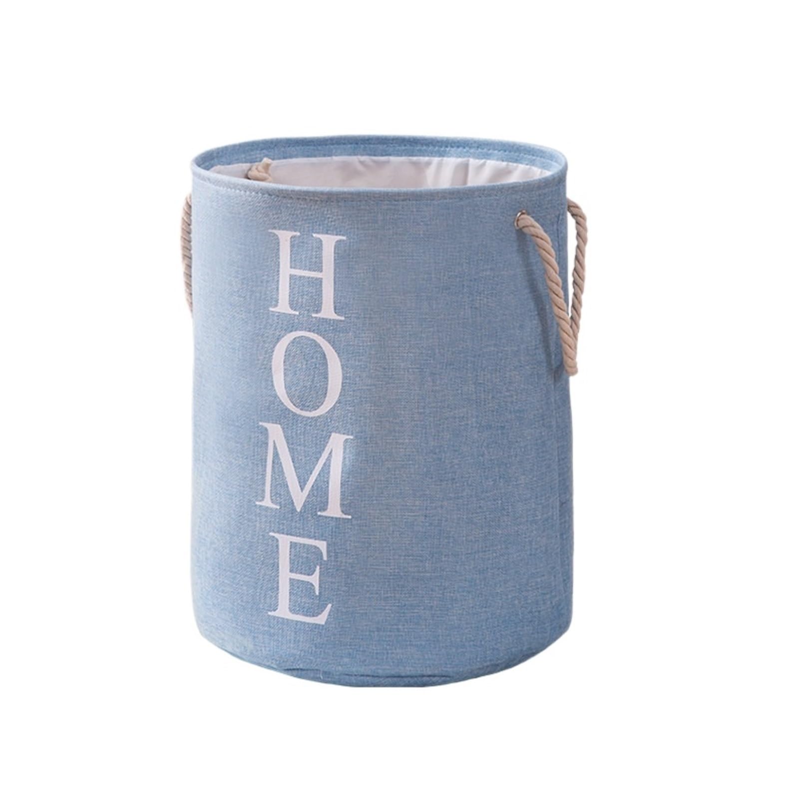 Laundry Hamper Foldable Cotton And Linen Laundry Basket With Handle Home Storage For Dirty Cloth and Blankets(Blue)