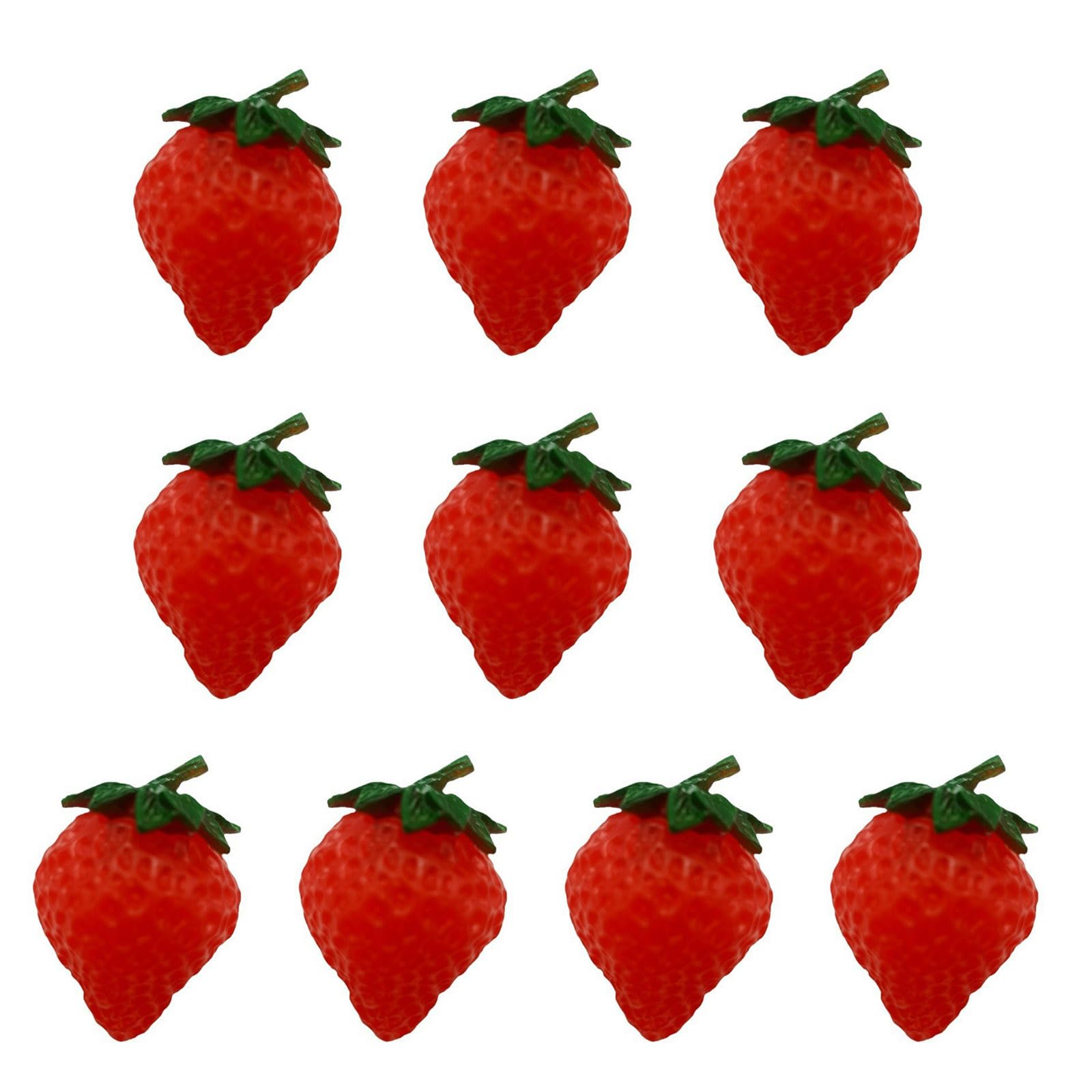 CHIUEAST 10Pcs Artificial Strawberry Photography Props for Party Decorations Realistic Plastic Fruit Plastic Strawberries Craft Materials