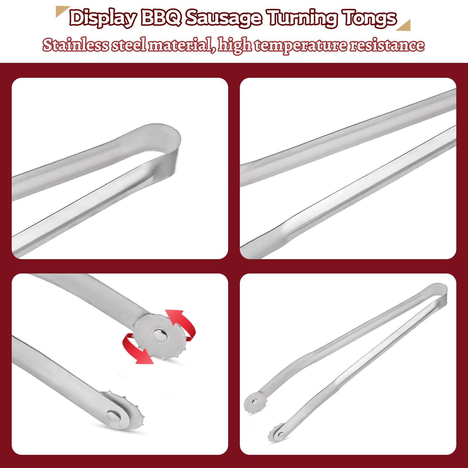 Pinze Per Barbecue In Acciaio Inox - Lunghe 36 Cm, Con Rotella Girevole (Set Da 2)
