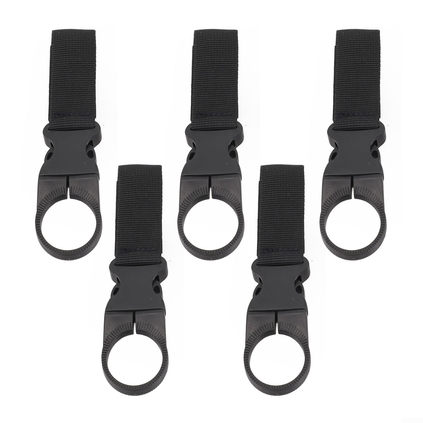 ZiStarlilife 4pcs Water Bottle Holder Clip, Nylon Hanging Buckle Hook for Camping Hiking Cycling, Secure Strap for Bike Belt Loop Backpack, Black Khaki Army Green(Black)