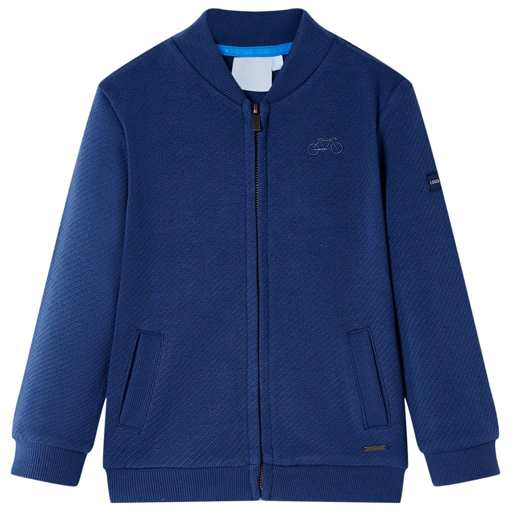 Kinder Sweatshirt mit Reißverschluss Marineblau aus Polyester Baumwolle Elastan Größe für Jungen Mädchen Alltag Schule Outdoor Spielen im Herbst Winter
