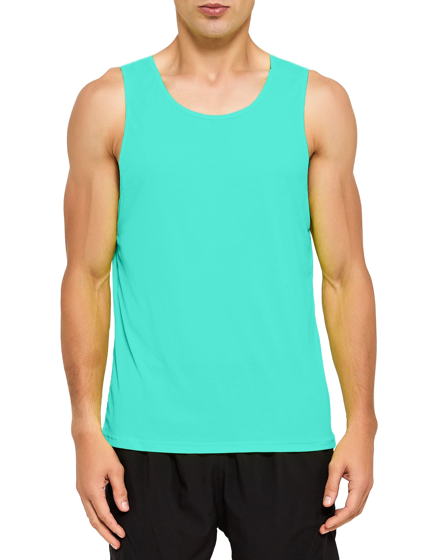 DEMOZU Men's Neon Running Tank Top - Bright Sleeveless Workout Shirt for Marathon, Gym & Rave Party