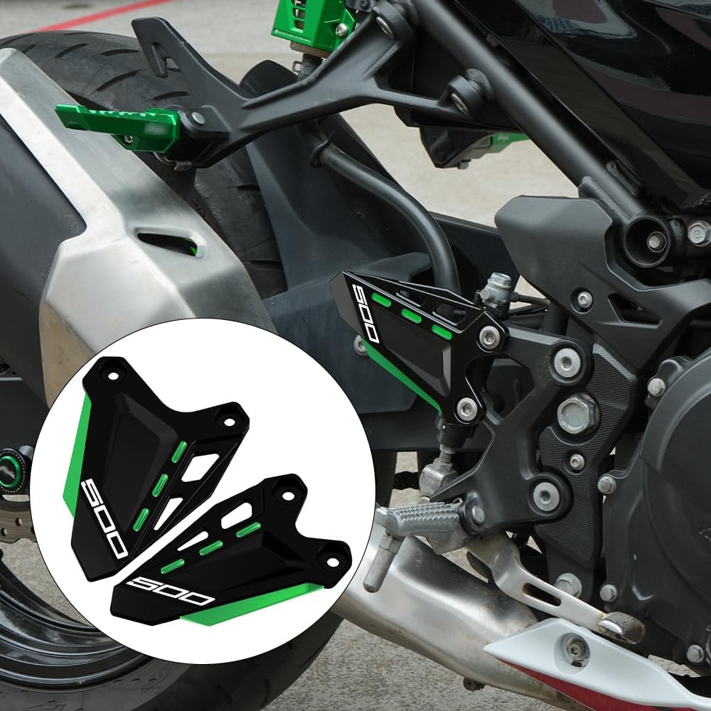 Modeer Motorcycle Footrest Pedal Protector Foot Peg Heel Guard For Ka.wasaki Ninja 500 Z500 2024 | Ninja 400 Z400 2018 2019 2020 2021 2022 2023 2024 Accessories (ninja500-black/green)