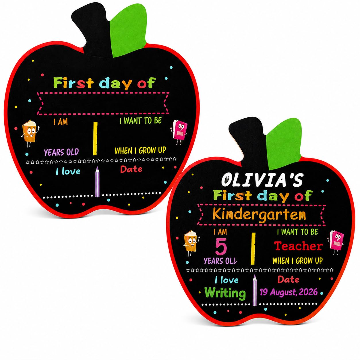 First Day of School Board,1st Day of School Sign Double Sided Chalkboards