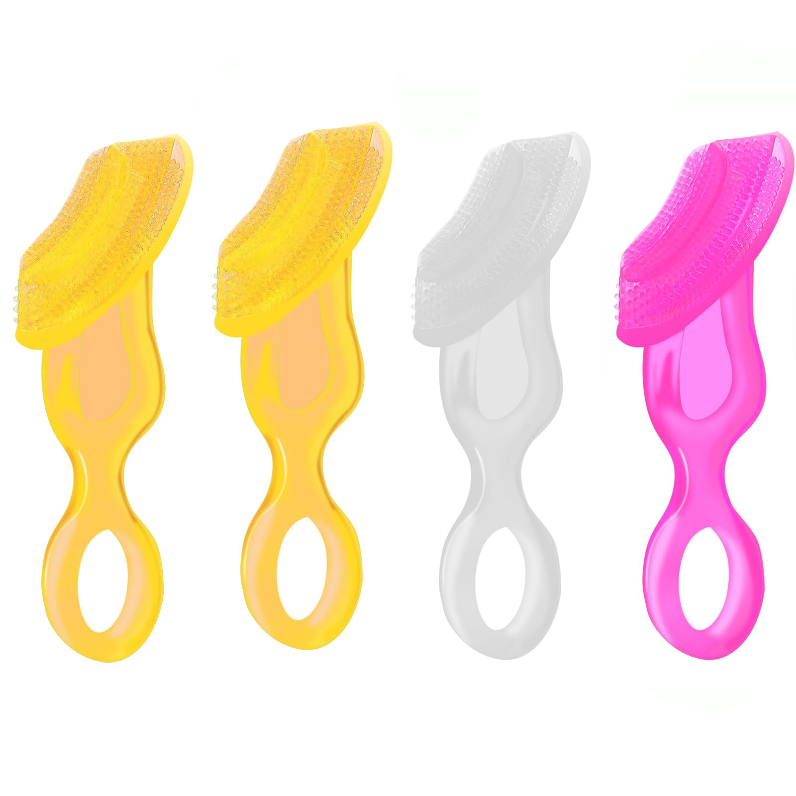4 Pieces Silicone Baby Toothbrush, Chewable Soft Training First Toothbrush, Gum Massager for Babies and Toddlers