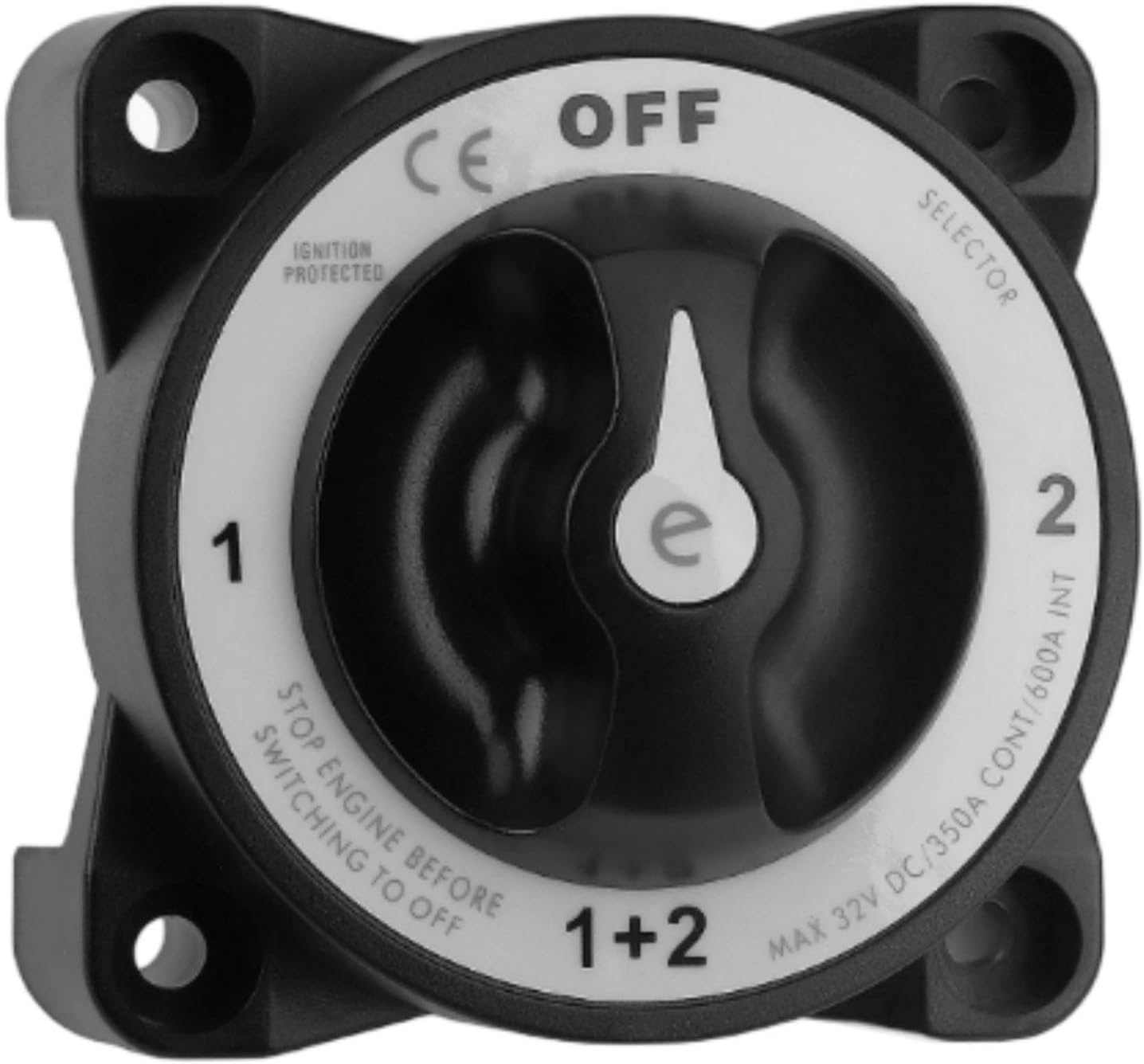 350A Marine Switch, 4-Position 32V Battery Selector, Ignition Protected, Ce Certified, Waterproof Master Power Disconnect for Boats, Cars, Rvs