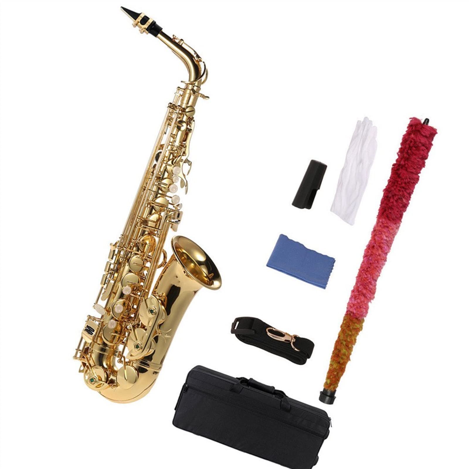 Saxophon Student Es-Alt-Saxophon, Messing, Lackiertes Gold, E-Saxophon, 802 Schlüsseltyp, Holzblasinstrument Mit Koffer