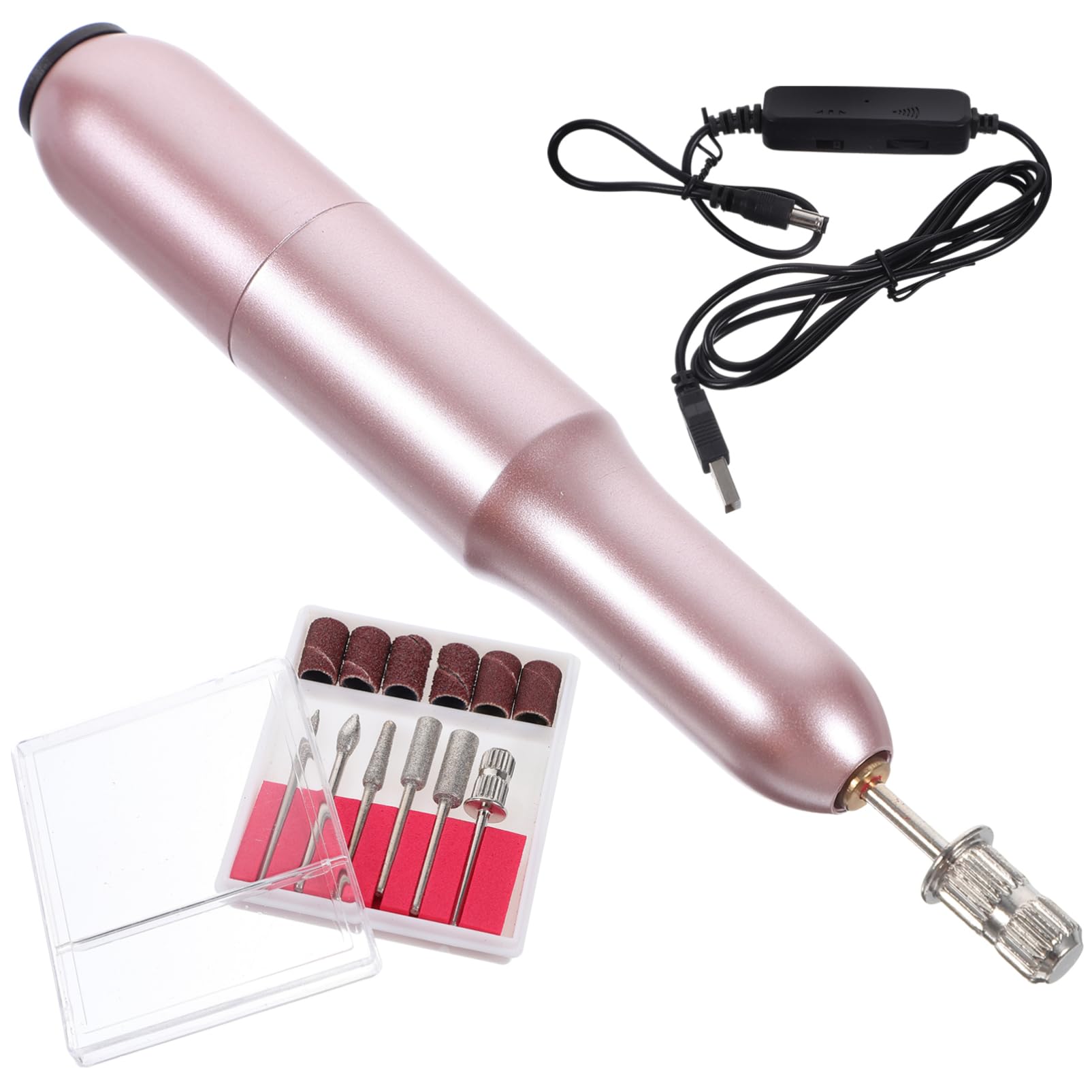 Ipetboom Mini Nail Grinding Machine Electric Nail Grinder Kit Electric 1pcs Ceramics Grinding Head Easy to Use for Manicure Pedicure Random