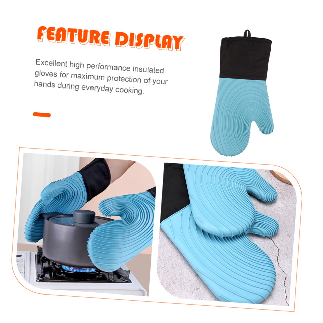 Unomor Oven Mitts Quilted Lining Heat Resistant Gloves for Cooking Grilling Microwave Oven Soup Making Safe for Family Use