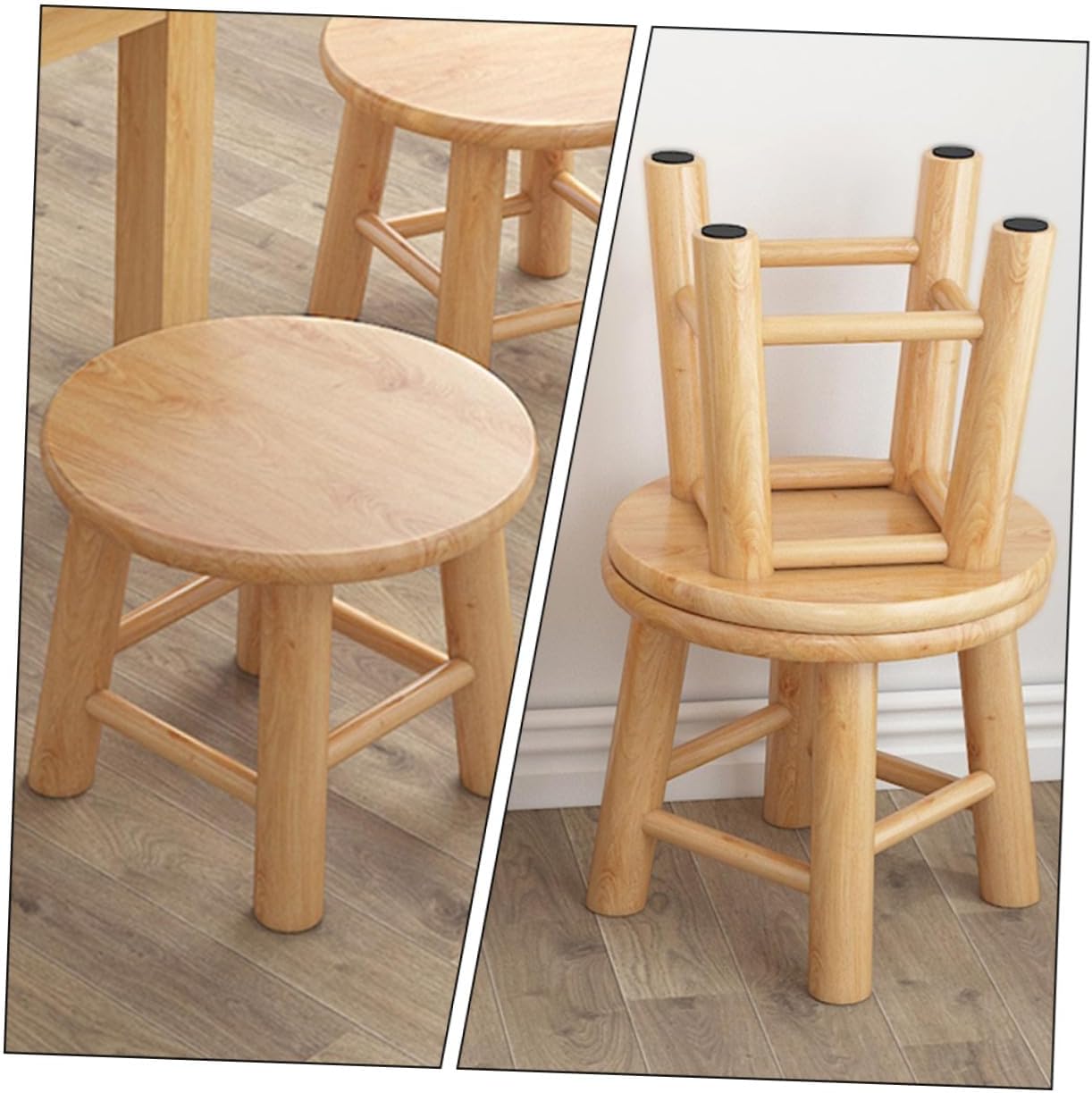 Solid Hardwood Shoe Changing Stool for Small Step Stool with Smooth Edges Lightweight Wood Seat for Bathroom and Bedroom Daily Use