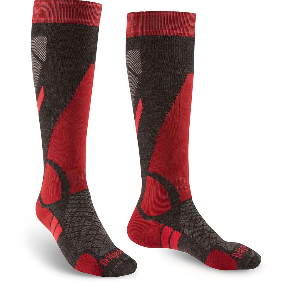 Bridgedale, Ski Lightweight Merino Endurance Sock - Men's, Graphite/Red, XL