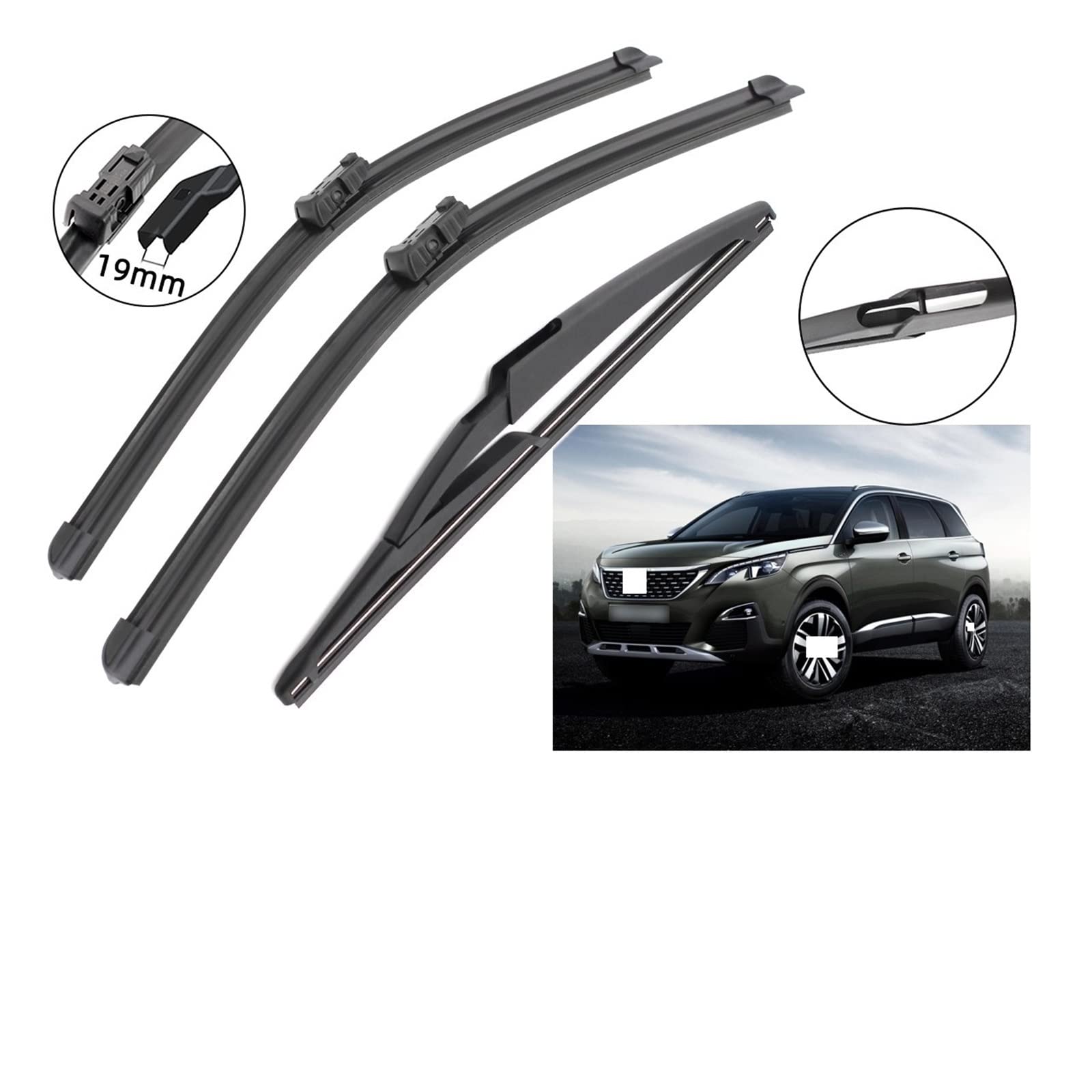 Escobilla Limpiaparabrisas Delantera Coche Para P&eugeot para MK1 5008 2009 2010 2011 2012 2013 2014 2015 2016 30 "+ 28" + 11 "Limpiaparabrisas delantero y trasero.
