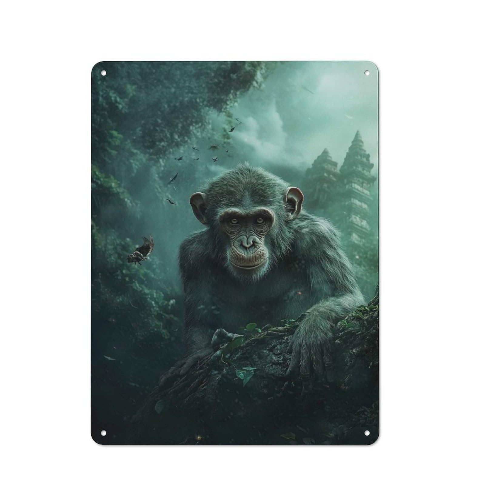 Junmoney Style-4 Chimpanzee In Jungle Printed Metal Sign 40X30cm For Dining Room Or Kitchen, For Kitchen Wall Decor Lovers