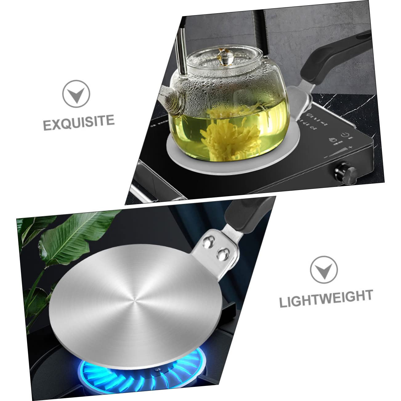 LABRIMP Placa Difusora de Inducción de Acero Inoxidable, Adaptador Redondo para Cafetera, Distribución Uniforme del Calor, Uso en Cocina y Gas