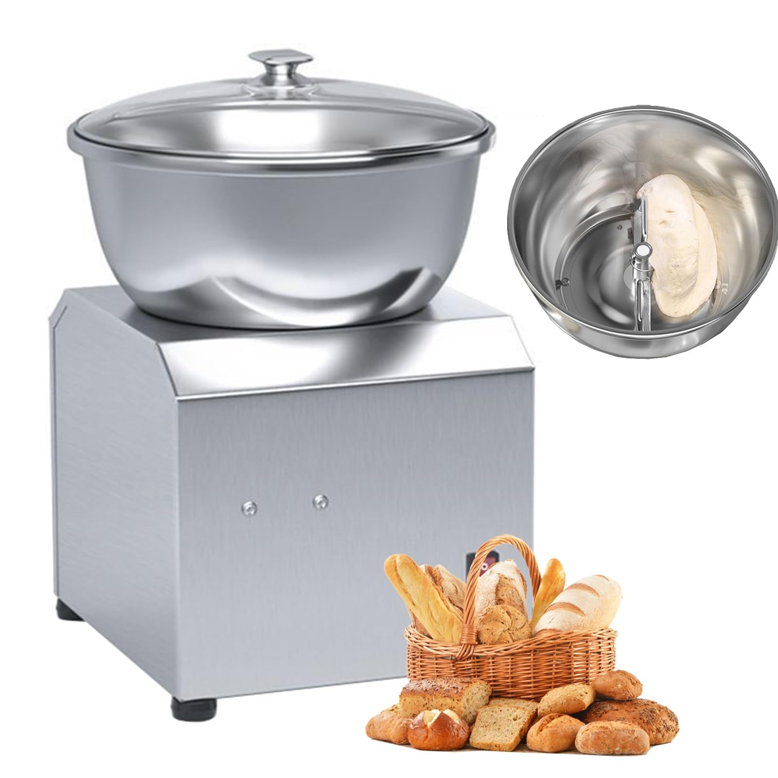 Impastatrice Elettrica In Acciaio Inox, Macchina Impastatrice Per Pane Da Cucina Commerciale, Impastatrice A Spirale Per Impieghi Gravosi Da 3/5/8Kg, Per Ristoranti, Panetterie, Pizzerie(3kg)