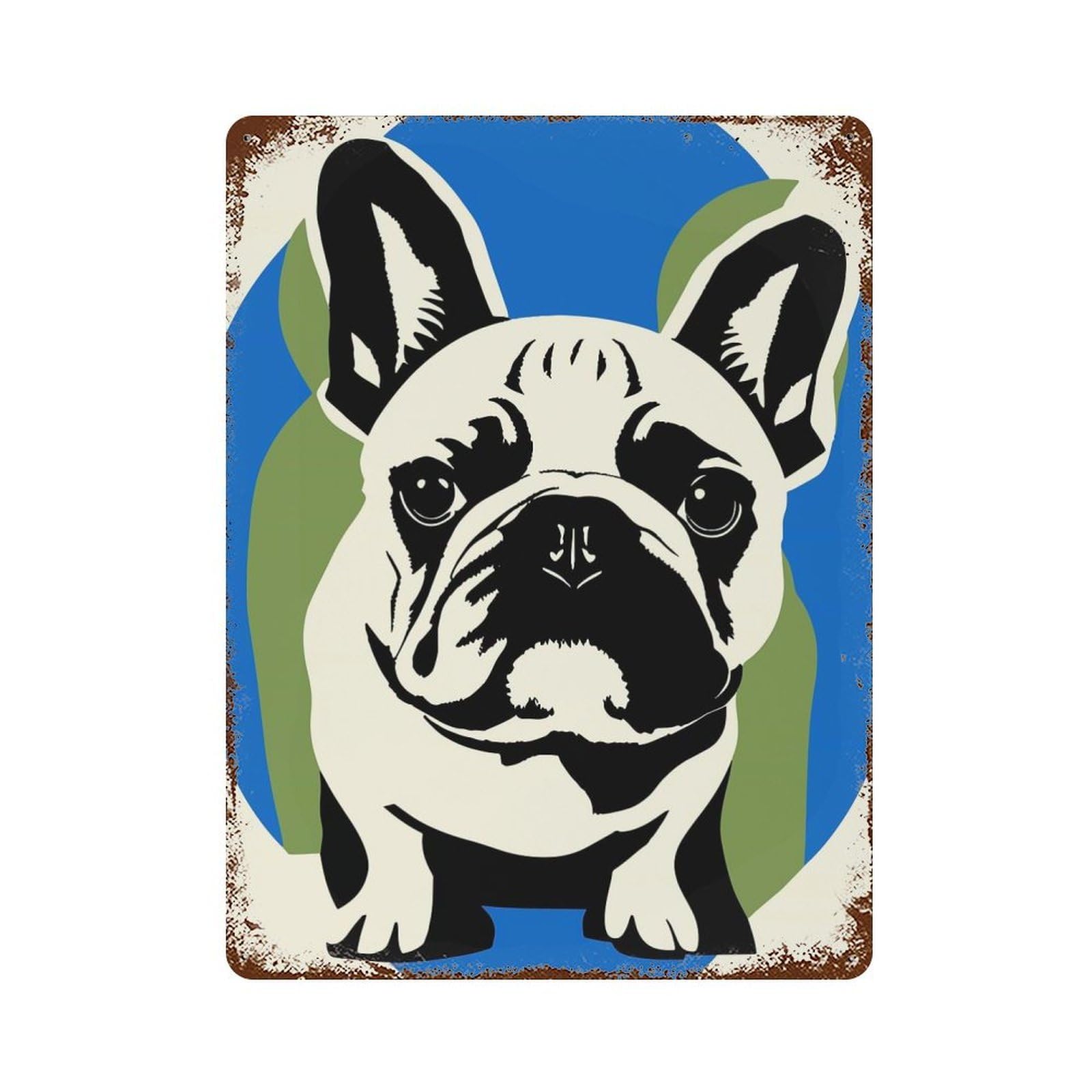 French Bulldog Aged Metal Wall Plaque 15.7"x11.8", Classic Wall Plaque for Garage, Pub Or Kitchen