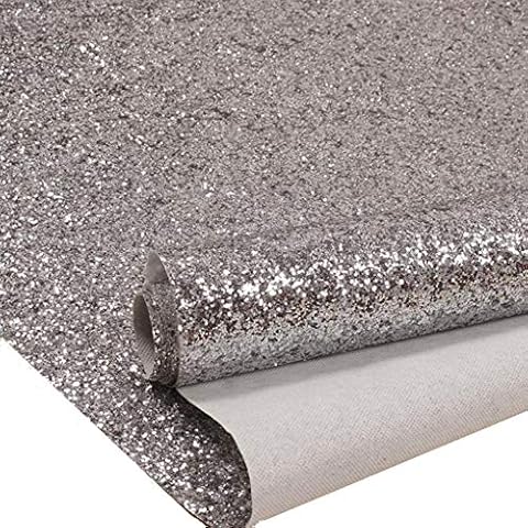 DHHOUSE Silver Chunky Glitter Wallpaper , Grade 3 Glitter Wallpaper , Non-Pasted (67cm x 5 Meters, Silver) Cover