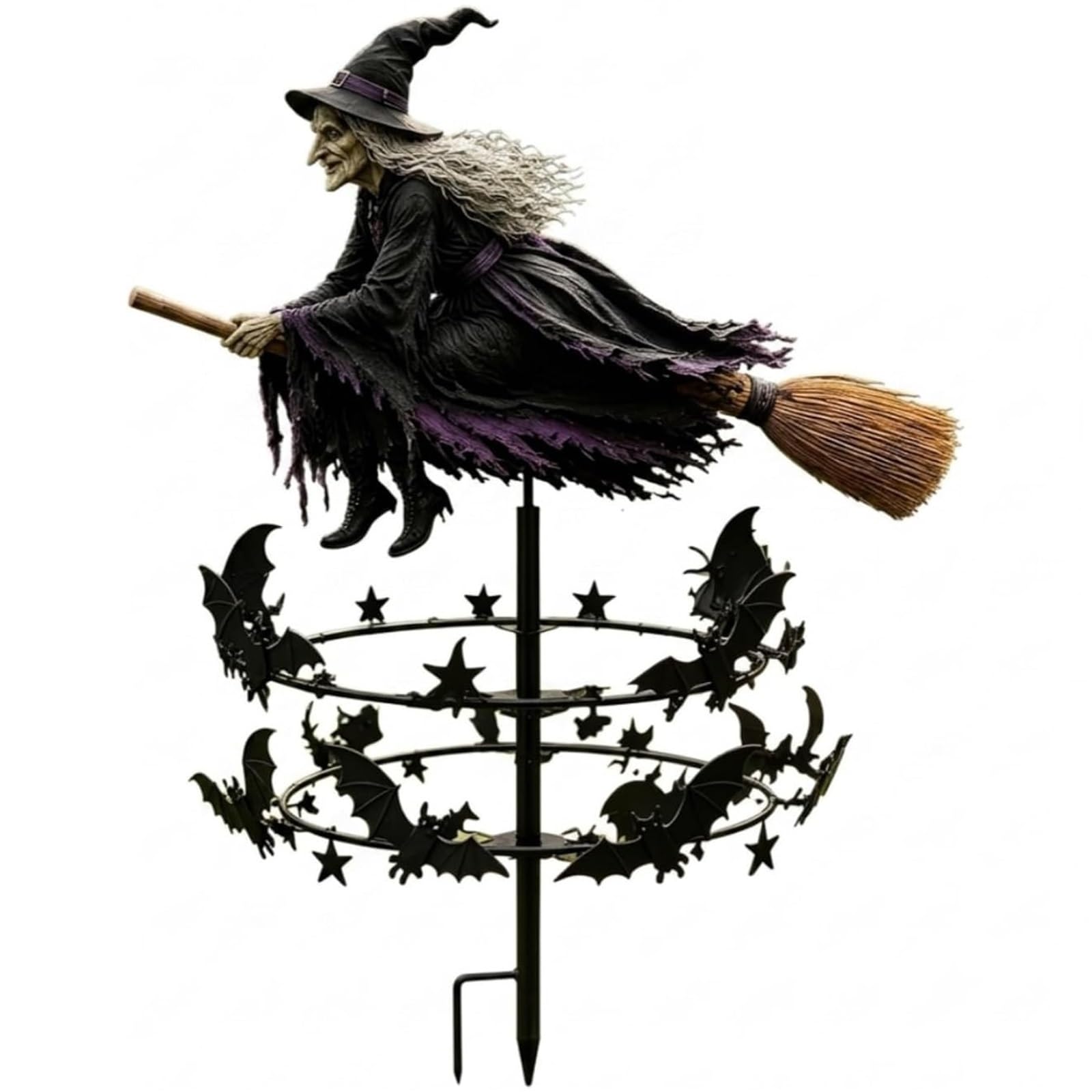 Enchanted Witch Garden Wind Spinner The Enchanted Witch Garden Wind Spinner, 2D Metal Halloween Yard Art Outdoor Decor, Stake Decoration, Lawn Ornament