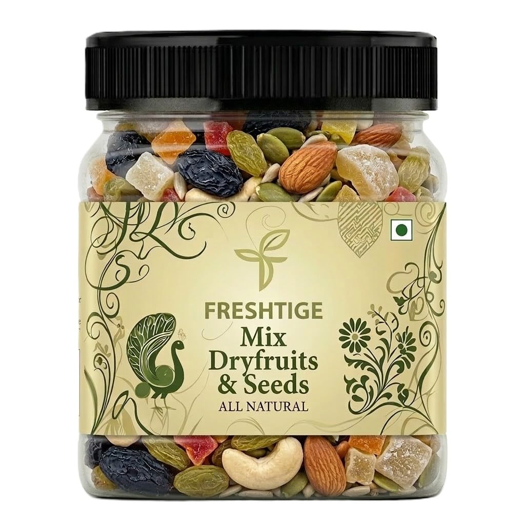 Freshtige Royal Selection: Exotic Mix of Nuts, Dry Fruits and Seeds | Gourmet Roasted Trail Mix | No Added Sugar or Preservatives | Rich in Fiber & Antioxidants | Reusable Jaar (250 Grams)-image-1