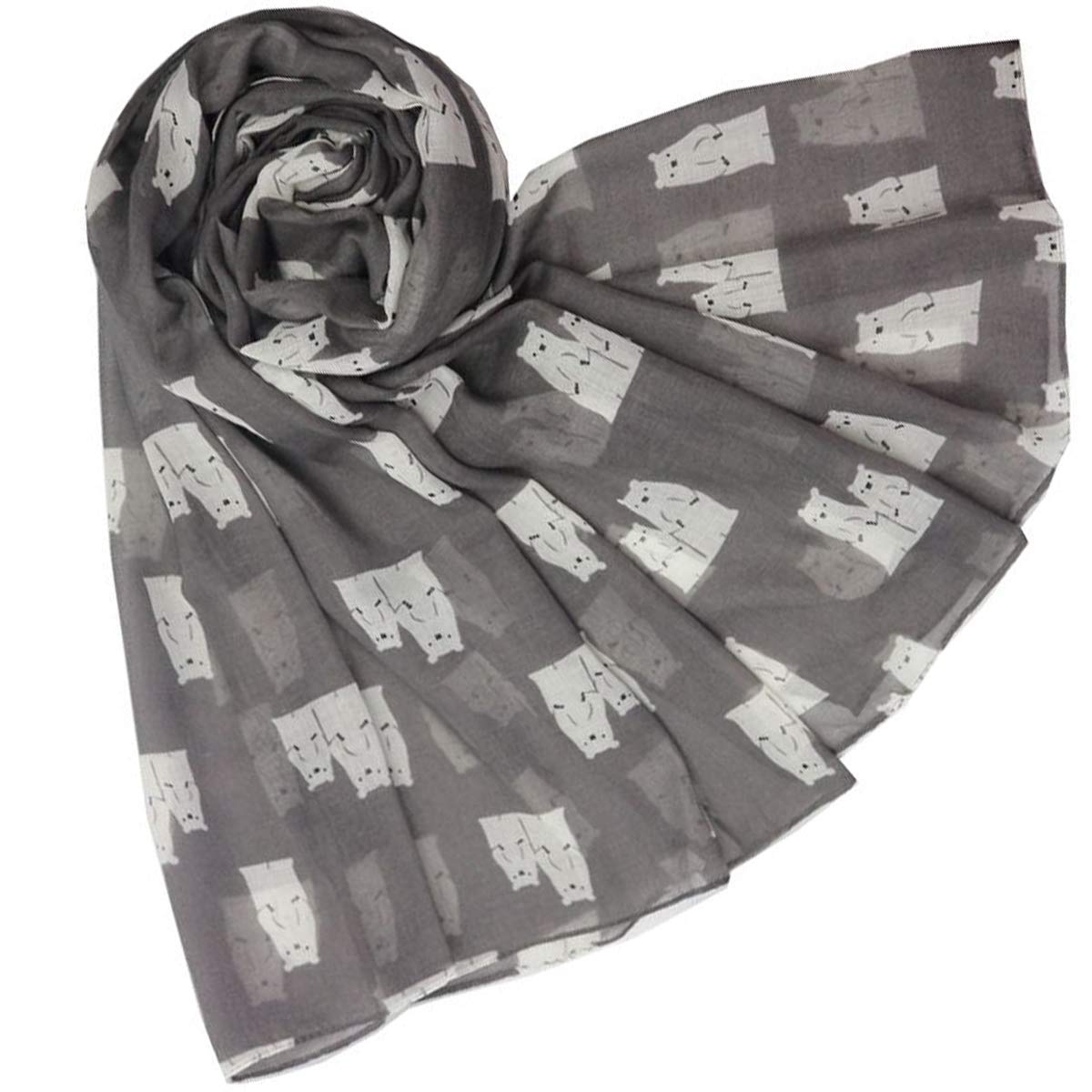 Glamlondon Women's Xc2 - Grey Polar Bears Printed Scarf (Xc2 - Grey)