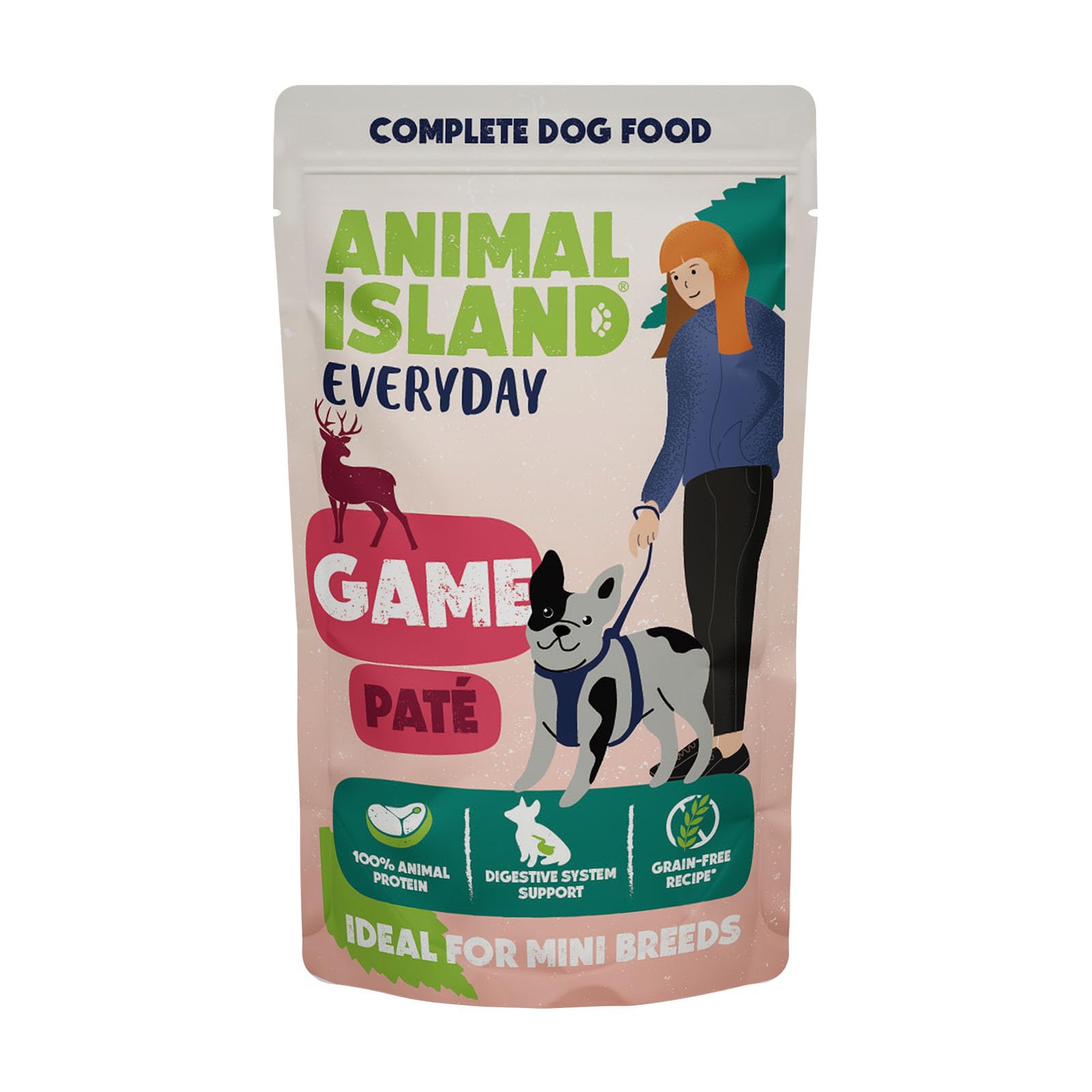 Animal Island Everyday Alimento Húmedo Completo para Perros de Razas Pequeñas Paté de Caza con Cerdo, Pavo y Caldo de Ternera Sin Cereales, 10 x 150g