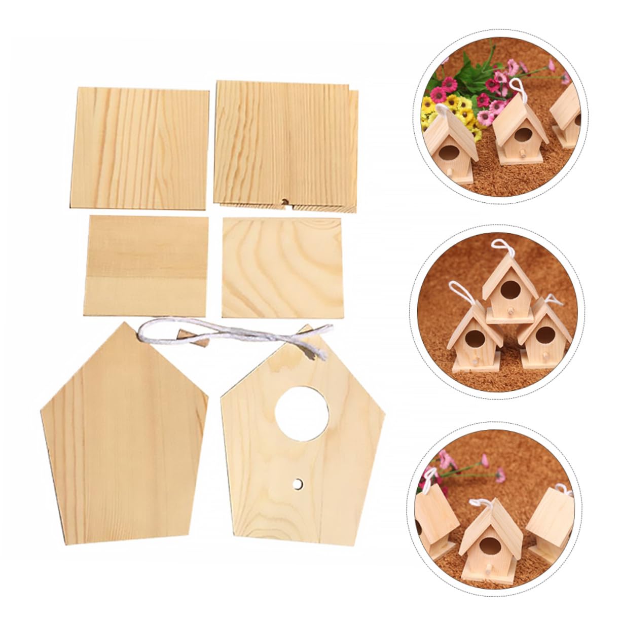 YARNOW 3pezzi Nido per Uccelli Legno Casetta Decorativa per Giardino Nido Artificiale per Piccoli Uccelli Casa per Canarini e Pappagalli Accessorio per e Cortili
