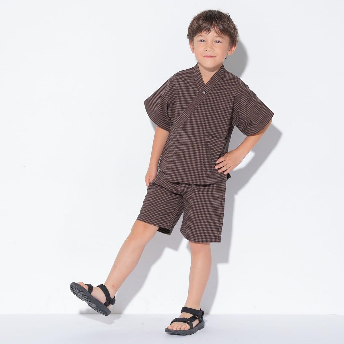 [シップス] KIDS:100～130cm /〈吸水速乾/UVカット〉チェック 甚平