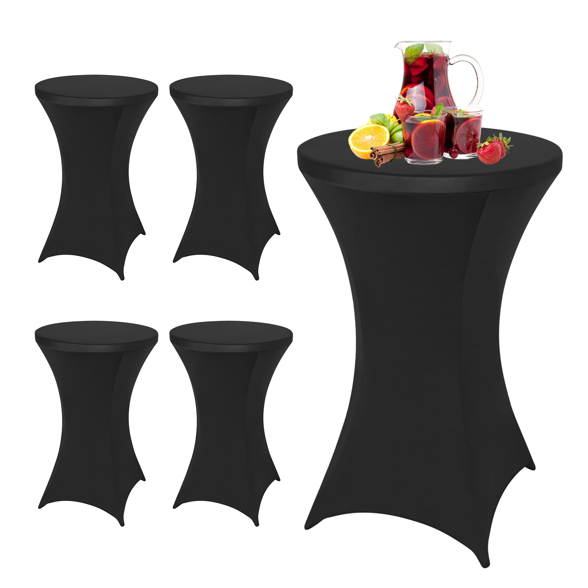 WedDecor Czarny koktajl wysokiej jakości spandeks wysokiej jakości rozciągliwy obrus na stół narzuta na ślub i wydarzenie i przyjęcie urodzinowe, dekoracje świąteczne, obrus do jadalni, 5 szt