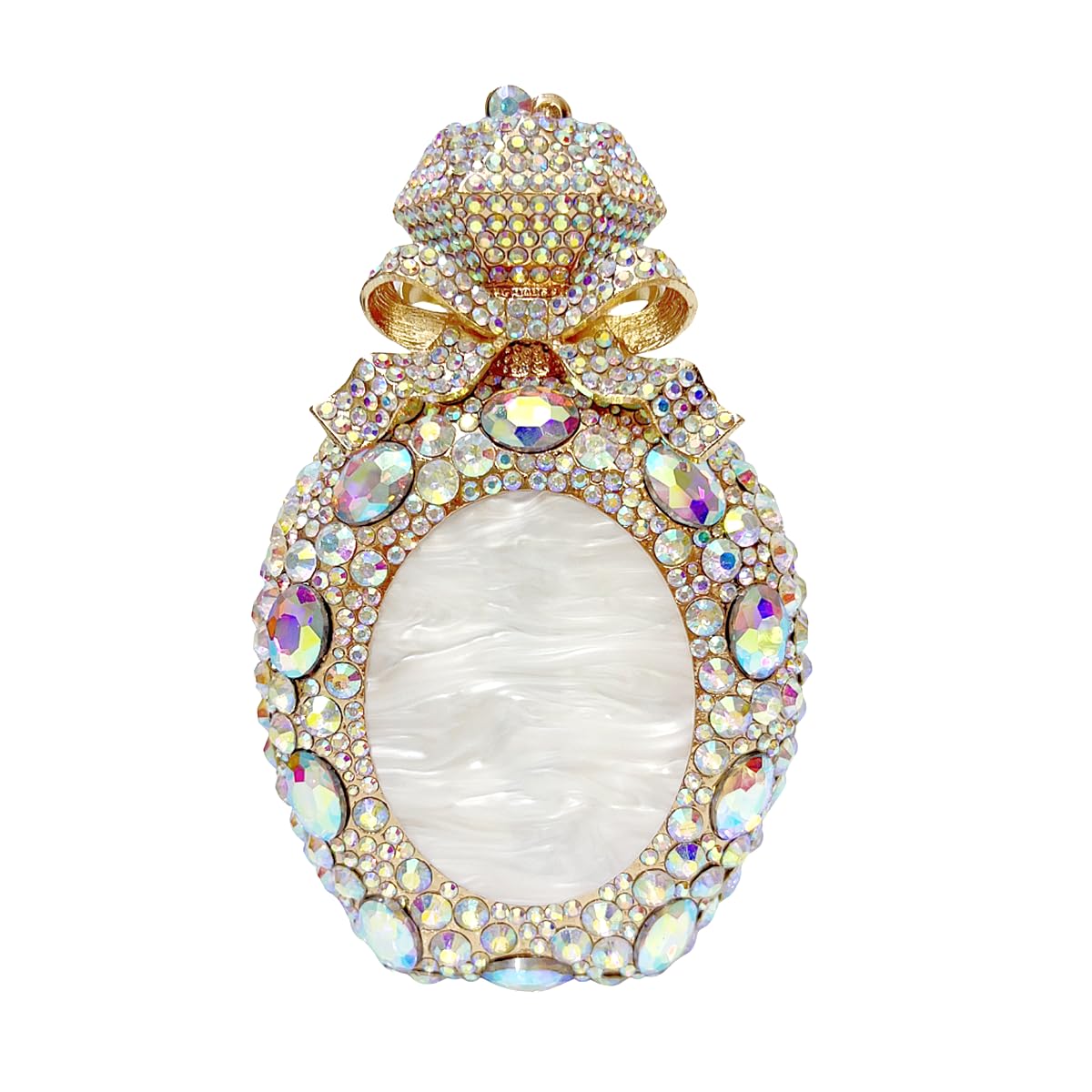 PENGZHI Women Rhinestone Perfume Bottle Clutch Purse Luxury Shell Crystal Evening Bag Cute Diamond Wedding Party Handbag