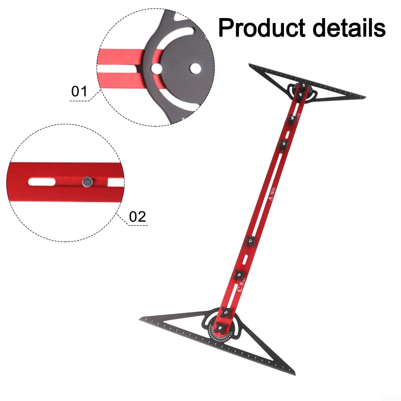 Jauge de marche d'escalier professionnelle, gabarit en alliage d'aluminium robuste avec mécanisme d'arrêt simple, solution de mesure polyvalente pour le bricolage et la construction