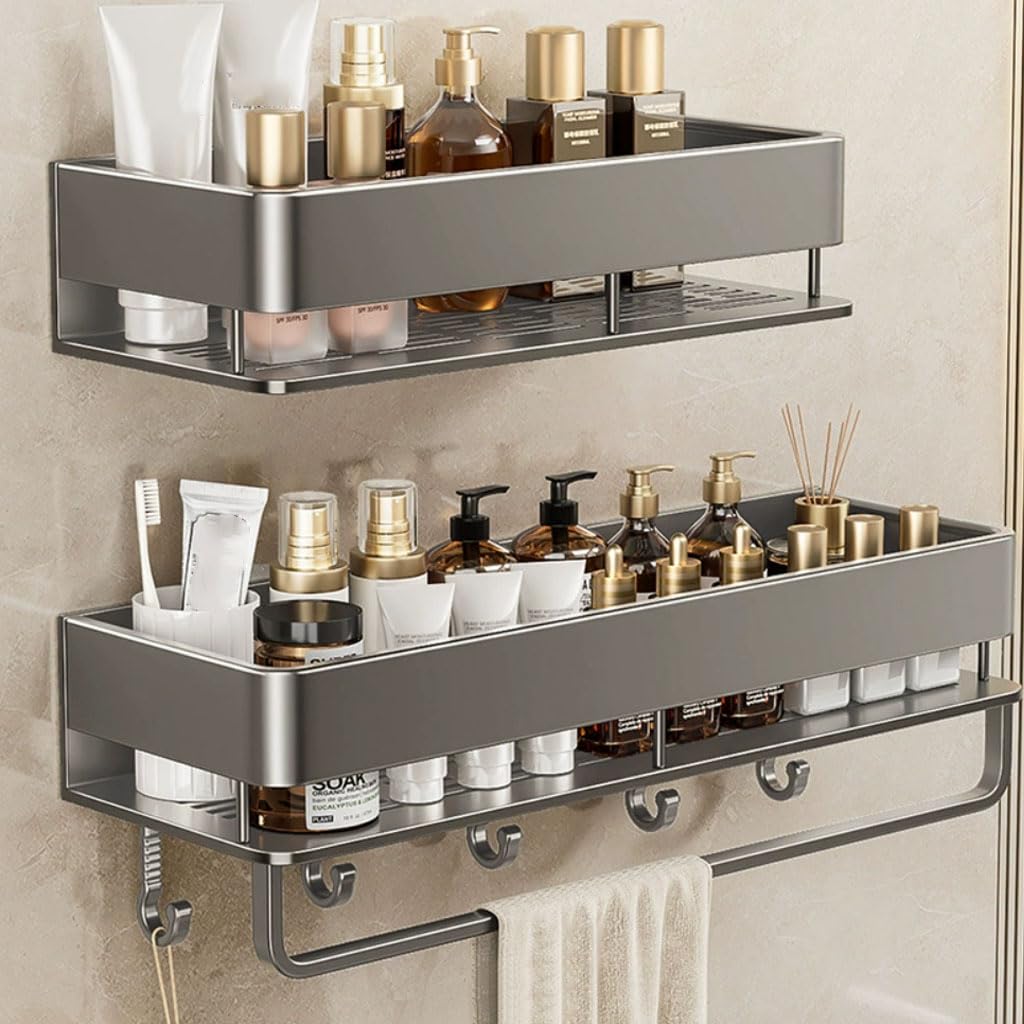 Estante de Ducha sin perforar para Pared del baño, toallero con Gancho, Estante de Ducha de Metal para Gel de Ducha, cosméticos, Accesorios de baño,C,50cm
