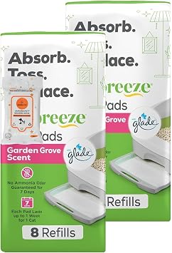 عبوة إعادة تعبئة وسادة القطط المعطرة من Aurora Pet Cats Breeze Garden Grove، 2 كيس، 8 أكياس مع مناديل Aurora Pet Wipes