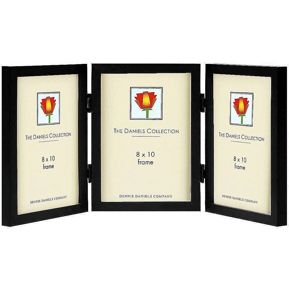 Dennis Daniels Designs Square Corner Gallery Woods Ebony-Black Stain hinged 8x10 Triple by Dennis Danielsamp;reg; - 8x10