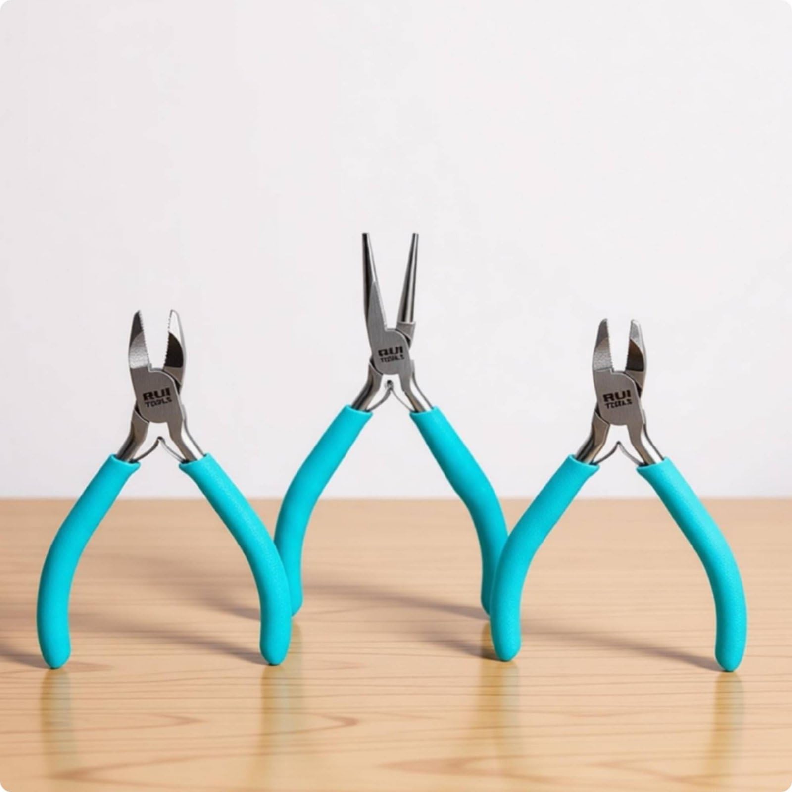 8 Pièces Pince Bijouterie Poignées Antidérapantes à Pointe Fine Finition Polie Pinces DIY pour Bijoutiers, Pince À Six Sections + Pince À Bec Courbé + Pince Coupante