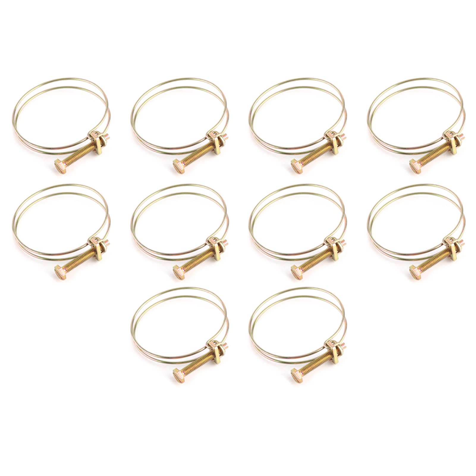 ADJUSTABLE DOUBLE WIRE WATER HOSE BARB CLAMP PIPE CLIP PLUMBING FASTENER 10PCS FOR TUBE HOSE REPAIRING (32mm)28-32))